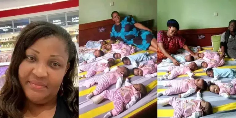 Nigerian woman gives birth to 9 babies (nonuplets) after 25 years of waiting, photos goes viral